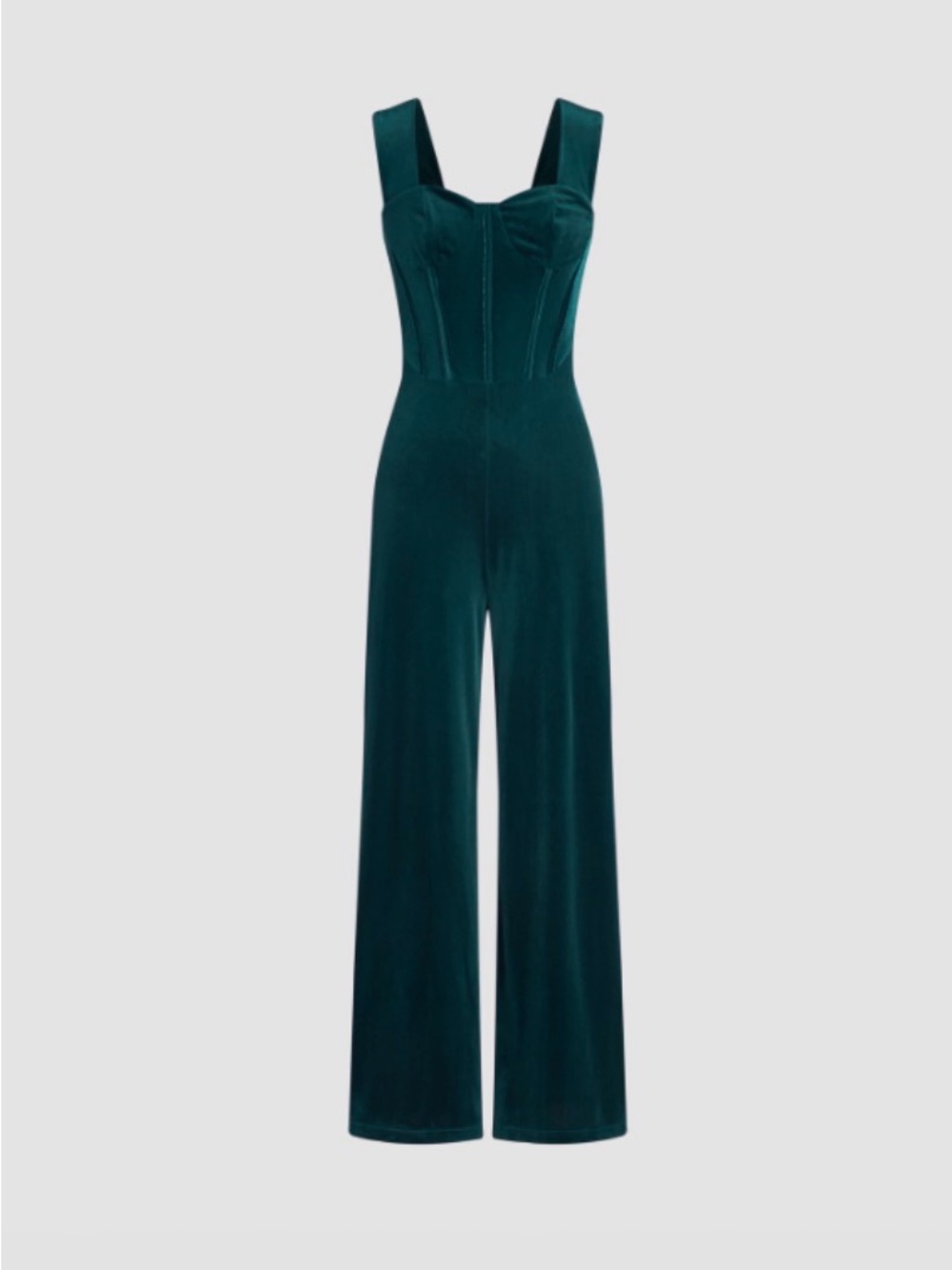 Cider Teal Velvet Wide-Leg Jumpsuit